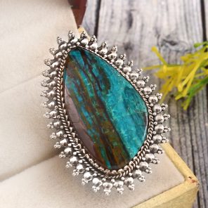 Peruvian Opal Size US 9 925 Sterling Silver Ring (REXT71-103)