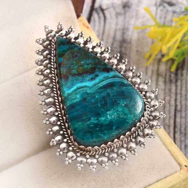 Peruvian Opal Size US 8 925 Sterling Silver Ring (REXT71-86)