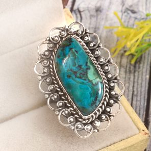 Peruvian Opal Size US 6 925 Sterling Silver Ring (REXT71-61)