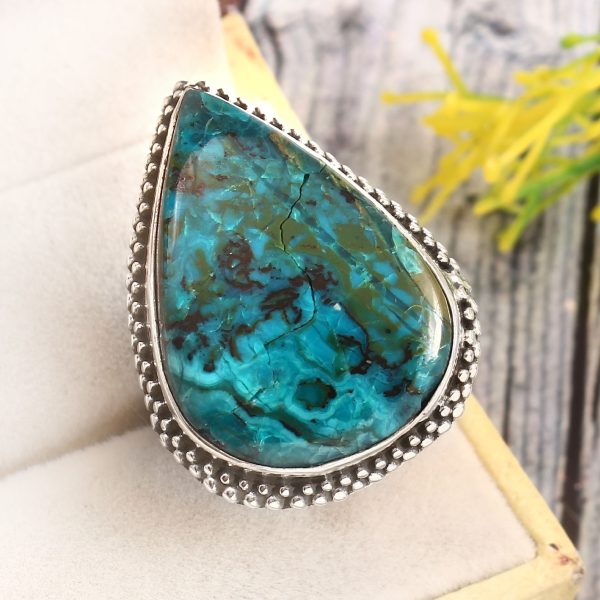 Peruvian Opal Size US 9 925 Sterling Silver Ring (REXT71-92)