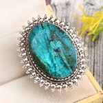 Peruvian Opal Size US 8 925 Sterling Silver Ring (REXT71-87)