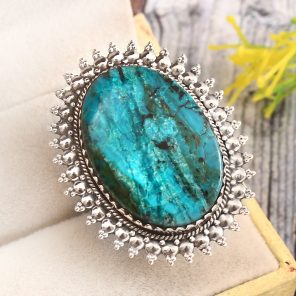 Peruvian Opal Size US 8 925 Sterling Silver Ring (REXT71-87)