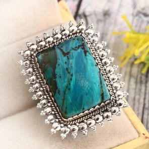 Peruvian Opal Size US 6 925 Sterling Silver Ring (REXT71-63)