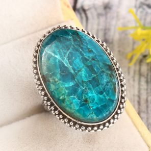 Peruvian Opal Size US 9 925 Sterling Silver Ring (REXT71-99)