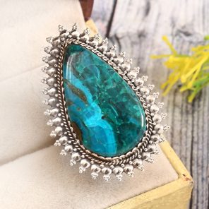 Peruvian Opal Size US 9 925 Sterling Silver Ring (REXT71-98)