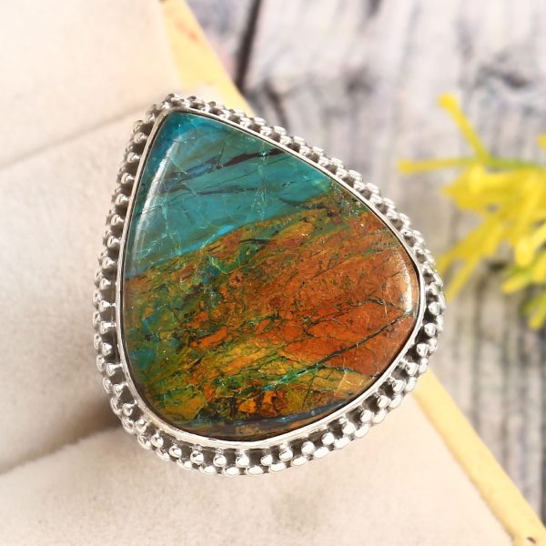 Peruvian Opal Size US 10 925 Sterling Silver Ring (REXT71-114)