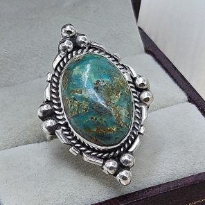 Kingman Turquoise Size US 8 925 Sterling Silver Ring (RS55-61)
