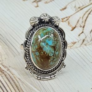 Kingman Turquoise Size US 7 925 Sterling Silver Ring (RS55-33)