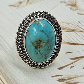 Kingman Turquoise Size US 7 925 Sterling Silver Ring (RS55-34)
