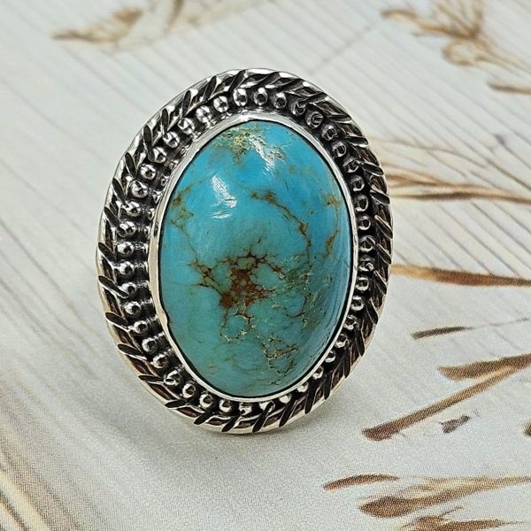 Kingman Turquoise Size US 7 925 Sterling Silver Ring (RS55-34)
