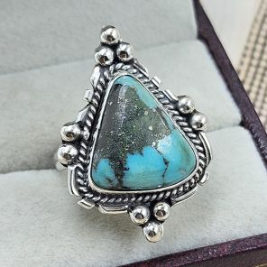 Kingman Turquoise Size US 7 925 Sterling Silver Ring (RS55-36)
