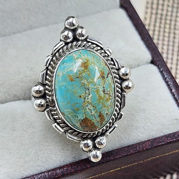 Kingman Turquoise Size US 9 925 Sterling Silver Ring (RS55-80)