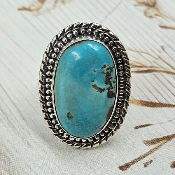 Kingman Turquoise Size US 8 925 Sterling Silver Ring (RS55-56)