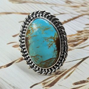 Kingman Turquoise Size US 7 925 Sterling Silver Ring (RS55-47)