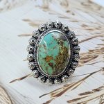 Kingman Turquoise Size US 8 925 Sterling Silver Ring (RS55-55)
