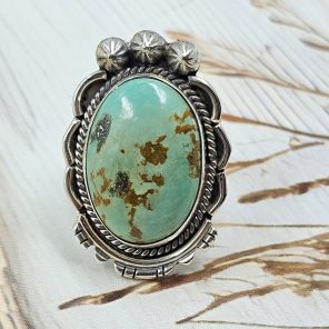 Kingman Turquoise Size US 9 925 Sterling Silver Ring (RS55-75)