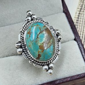 Kingman Turquoise Size US 7 925 Sterling Silver Ring (RS55-44)