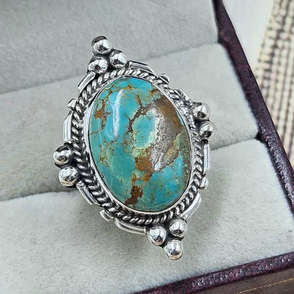 Kingman Turquoise Size US 7 925 Sterling Silver Ring (RS55-44)