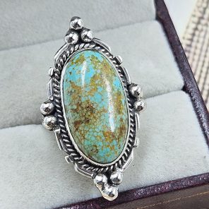 Kingman Turquoise Size US 7 925 Sterling Silver Ring (RS55-43)
