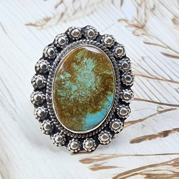 Kingman Turquoise Size US 9 925 Sterling Silver Ring (RS55-74)
