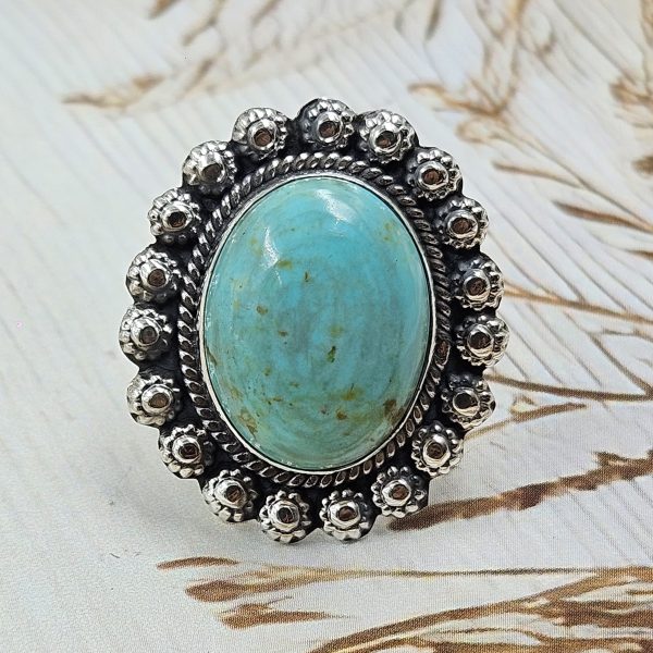 Kingman Turquoise Size US 9 925 Sterling Silver Ring (RS55-73)