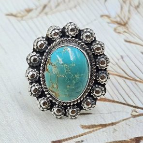 Kingman Turquoise Size US 6 925 Sterling Silver Ring (RS55-16)