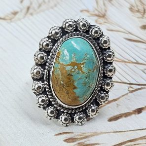 Kingman Turquoise Size US 7 925 Sterling Silver Ring (RS55-41)