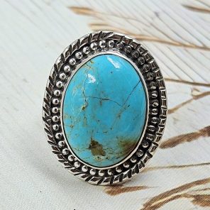 Kingman Turquoise Size US 6 925 Sterling Silver Ring (RS55-15)