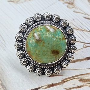 Kingman Turquoise Size US 7 925 Sterling Silver Ring (RS55-38)