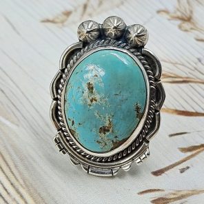 Kingman Turquoise Size US 7 925 Sterling Silver Ring (RS55-39)