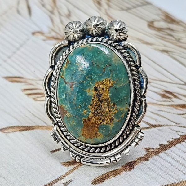 Kingman Turquoise Size US 9 925 Sterling Silver Ring (RS55-69)