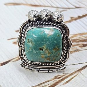 Kingman Turquoise Size US 6 925 Sterling Silver Ring (RS55-13)