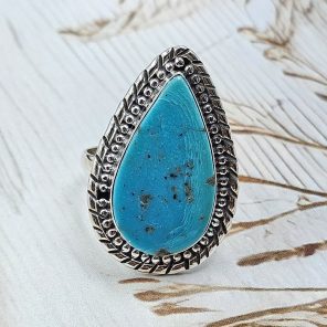 Kingman Turquoise Size US 9 925 Sterling Silver Ring (RS55-68)