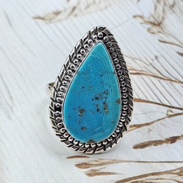 Kingman Turquoise Size US 9 925 Sterling Silver Ring (RS55-68)