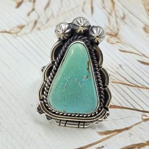 Kingman Turquoise Size US 8 925 Sterling Silver Ring (RS55-52)