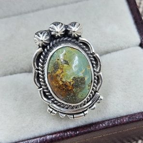 Kingman Turquoise Size US 7 925 Sterling Silver Ring (RS55-30)