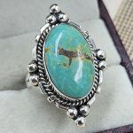 Kingman Turquoise Size US 8 925 Sterling Silver Ring (RS55-50)