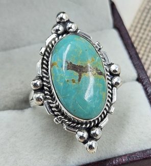 Kingman Turquoise Size US 8 925 Sterling Silver Ring (RS55-50)