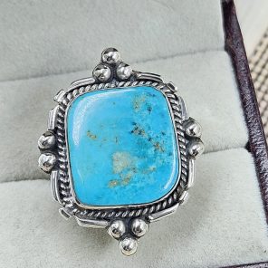 Kingman Turquoise Size US 7 925 Sterling Silver Ring (RS55-29)