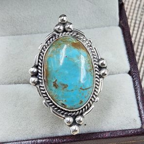 Kingman Turquoise Size US 9 925 Sterling Silver Ring (RS55-66)