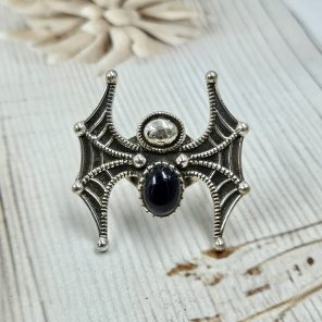 Spider Black Onyx 925 Sterling Silver Ring (REXT86-102)