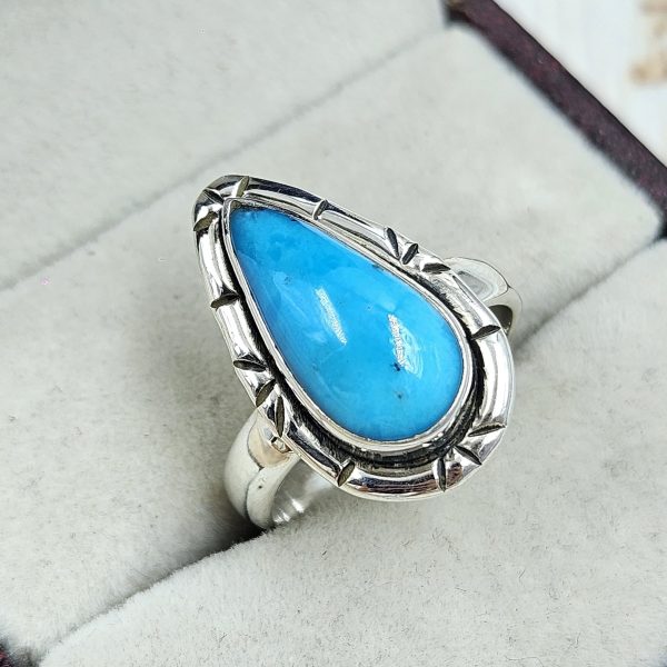Iranian Turquoise 925 Sterling Silver Ring (REXT33-167) - Image 2
