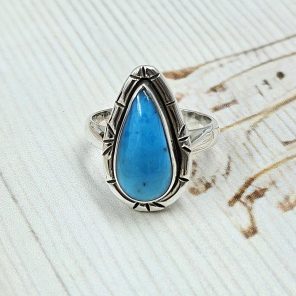 Iranian Turquoise 925 Sterling Silver Ring (REXT33-167)