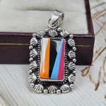 Candy Composite Stone 1.27" 925 Sterling Silver Pendant (REXT8-113)