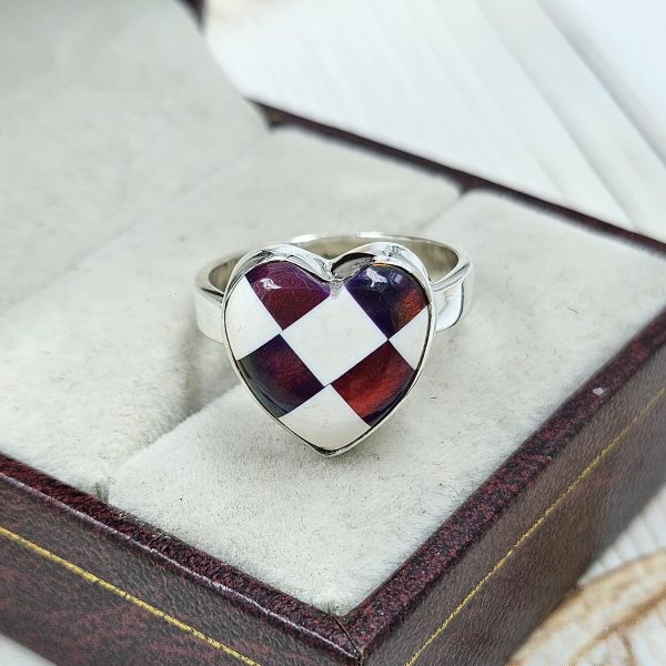 Aurora Opal Checkerboard Size US 7 925 Sterling Silver Ring (REXT67-66) - Image 2