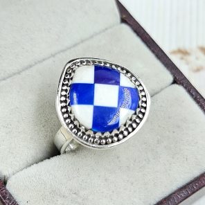 Aurora Opal Checkerboard Size US 7 925 Sterling Silver Ring (REXT67-82)