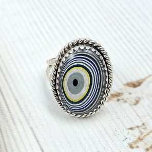 Fordite Size US 6 925 Sterling Silver Ring (REXT22-55)
