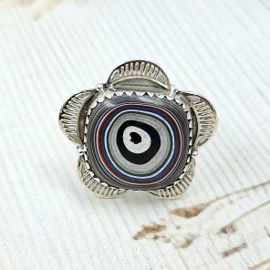 Fordite Size US 6 925 Sterling Silver Ring (REXT22-54)