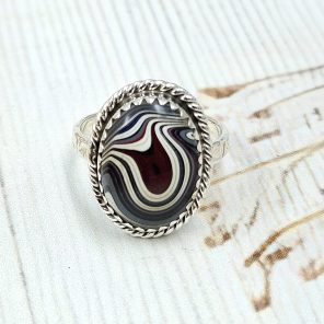 Fordite Size US 8 925 Sterling Silver Ring (REXT22-45)