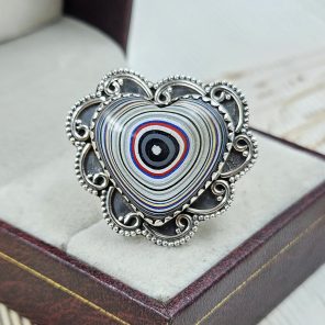 Fordite Size US 10 925 Sterling Silver Ring (REXT22-38)